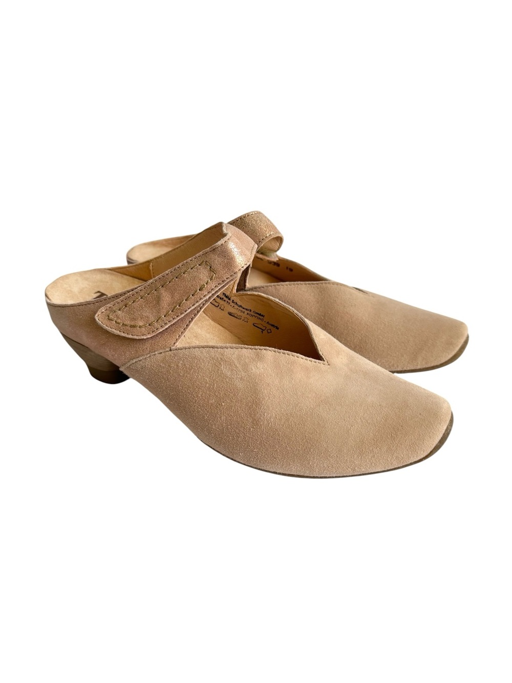 Think! Aida Slip On Pumps Pale Pink Nude Suede Ballet Mules Comfort Shoes 39